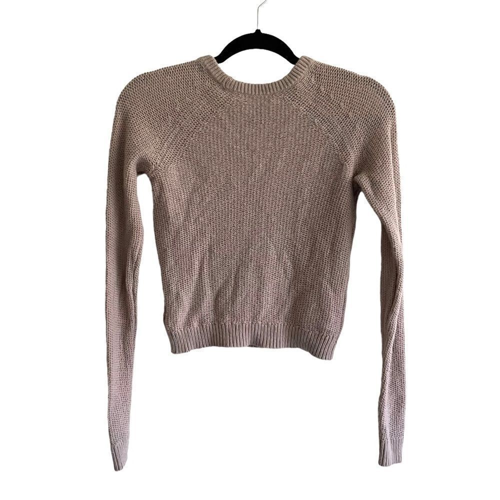 ARITZIA Talula Sweater Crew Neck Cropped Tan Taupe XXS - Picture 2 of 4